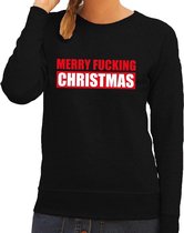 Foute kersttrui / sweater Merry Fucking Christmas zwart voor dames - Kersttruien XS