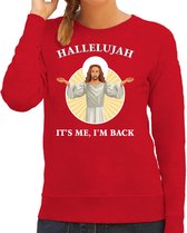 Hallelujah its me im back Kerstsweater / kersttrui rood voor dames - Kerstkleding / Christmas outfit XL