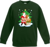 Pull de Noël vert Père Noël et renne Rudolf pour sapin de Noël pour garçons et filles - Pulls de Noël enfant 5-6 ans (110/116)