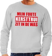 Foute kersttrui / sweater - grijs - Mijn Foute Kersttrui Zit In De Was voor heren S