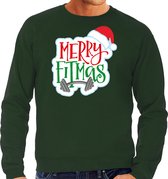 Merry fitmas Kerstsweater / Kerst trui groen voor heren - Kerstkleding / Christmas outfit XXL