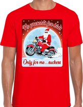 Fout Kerstshirt / t-shirt - No presents for kids only for me suckers - motorliefhebber / motorrijder / motor fan rood voor heren - kerstkleding / kerst outfit S
