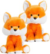 2x stuks keel Toys pluche oranje Vos knuffel 14 cm - Vossen bosdieren knuffeldieren - Speelgoed voor kind