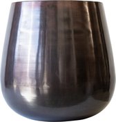 Bloempot Edison Zwart XL - Ø 50 cm. - glanzend zwart - metaal - waterdicht - bronskleurige binnenkant - 30 liter
