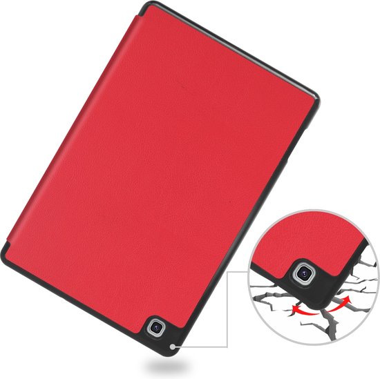 Coque pour Samsung Galaxy Tab S6 Lite (2022) - 10,4 pouces - Étui livre à trois volets avec porte-stylet - Rouge