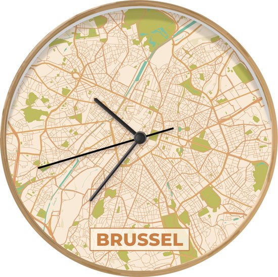 Klok Cm Plattegrond Retro Brussel Stadskaart Kaart Houtkleurig Bol Com