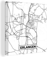 Canvas Schilderij Stadskaart - Kaart - Erlangen - Plattegrond - 50x50 cm - Wanddecoratie