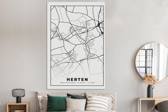 Tableau Toile Cerf - Plan d'étage - Carte - Plan de Ville - 120x180 cm - Décoration murale XXL