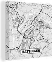 Canvas Schilderij Hattingen - Stadskaart - Plattegrond - Kaart - Duitsland - 20x20 cm - Wanddecoratie