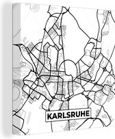 Canvas Schilderij Plattegrond - Karlsruhe - Kaart - Stadskaart - 20x20 cm - Wanddecoratie