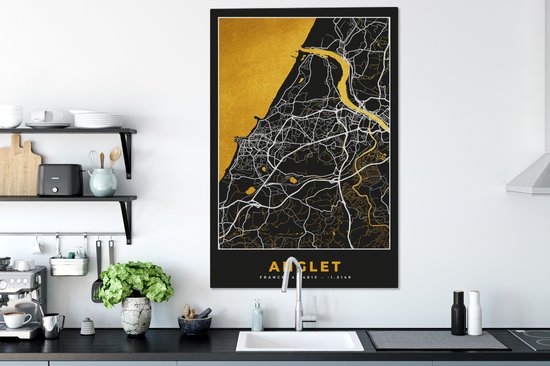 Tableau sur Toile France – Carte – Plan – Anglet – Plan de Ville - 90x140 cm - Décoration murale