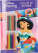 Walt Disney Prinsessen Kleurboek met 12 kleurpotloden - Kleuren op nummer