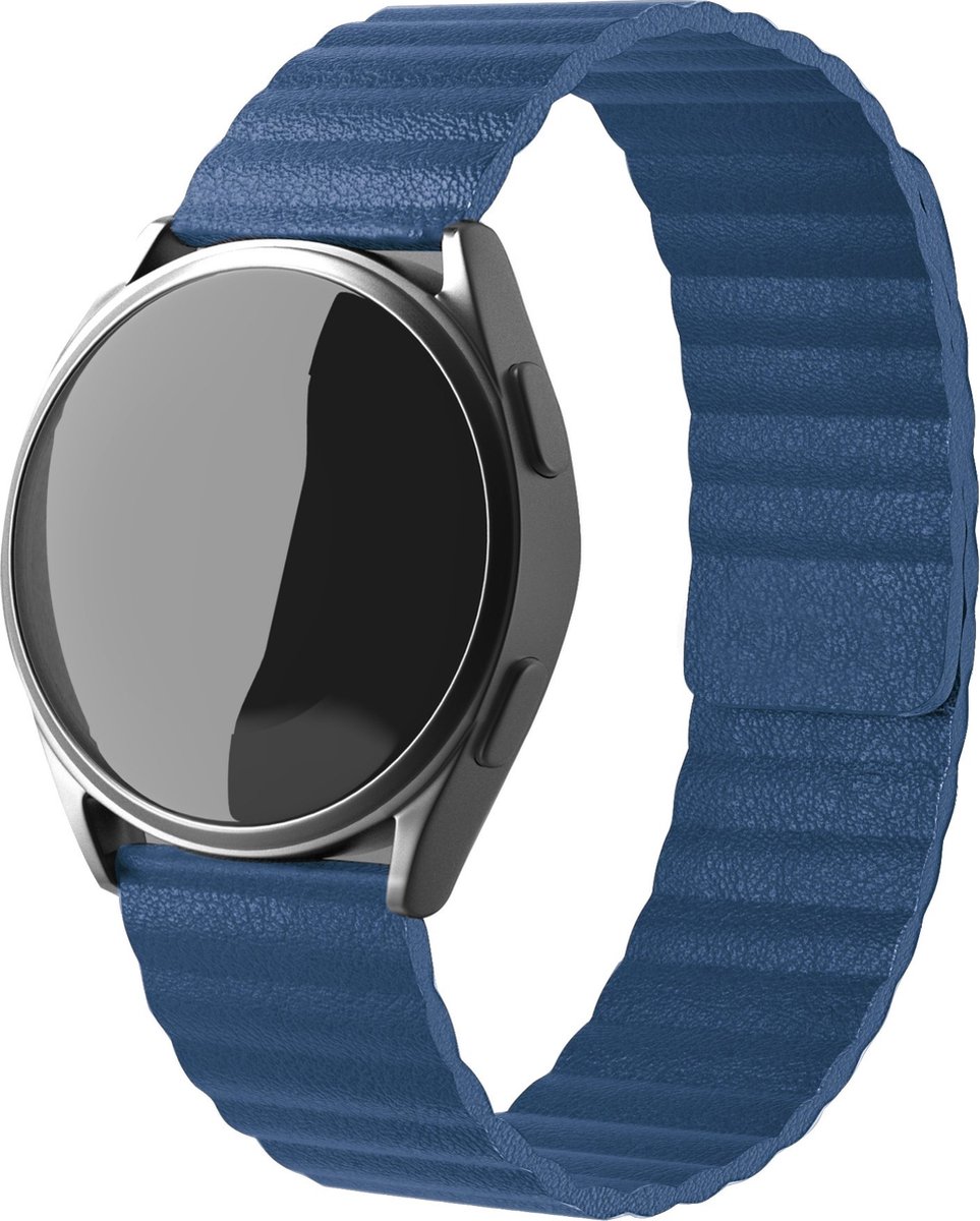 Magnetisch leren loop bandje - geschikt voor Fossil Gen 5 / Gen 5e 44mm / Gen 6 44mm - blauw