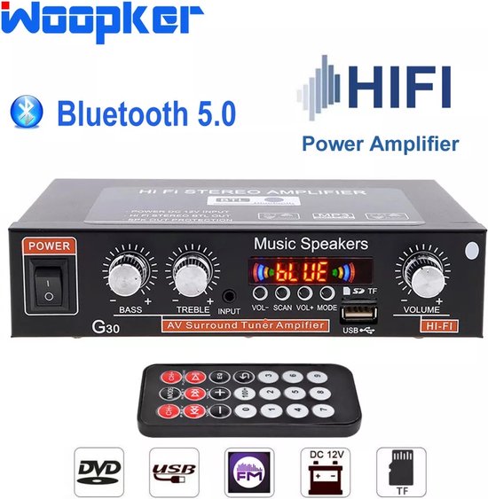 hulp in de huishouding Beeldhouwer Peer Woopker - premium HIFI Bluetooth Power Amplifier | 600W | Versterker |  Stereo... | bol.com