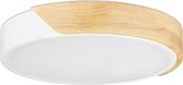 relaxdays plafonnier led - plafonnier rond - 30 cm - bois métal - lampe de salon blanc