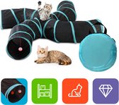 Tavaro Cat Tunnel 5 Courses - Avec jouet - Jouets pour chat - Zwart / Blauw