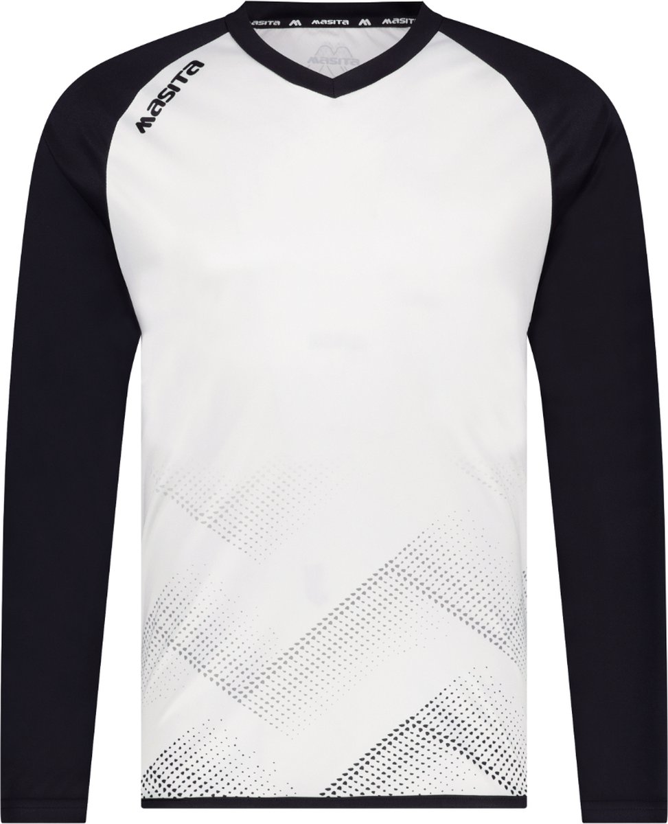 Masita | Riva Dames & Heren T-Shirt Lange Mouw Unisex Sportshirt - WHITE/BLACK - XXXL