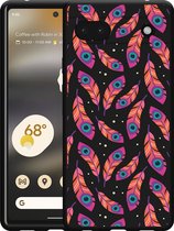 Google Pixel 6a Hoesje Zwart Feather Art - Designed by Cazy