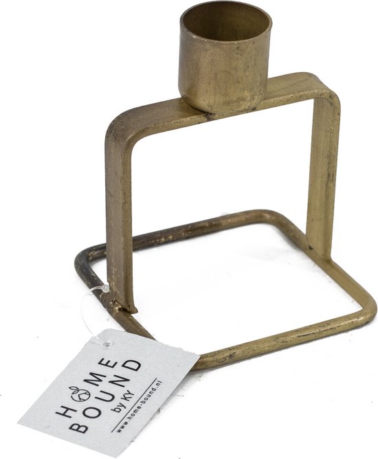 FRITZ COX Candle stand gold made of brass 'Memento' for 6 cm candles | elegant design | gold candle board for your table decoration | ideal for a wedding candle or table