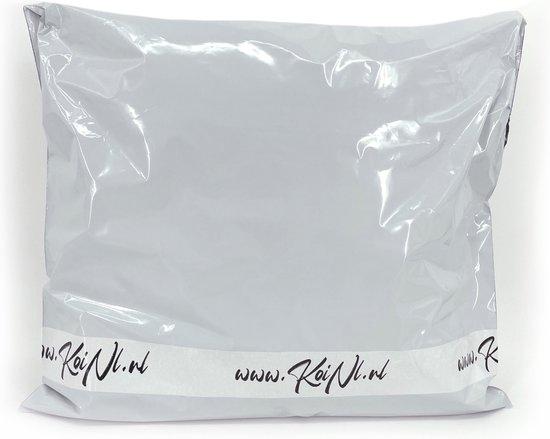 Grijze plastic verpakking met 'www.KoiNL.nl' logo.