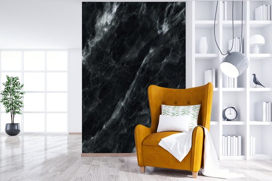 Behang - Fotobehang Marmer - Zwart - Luxe - Breedte 225 cm x hoogte 350 cm
