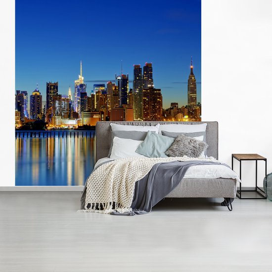 Papier peint - Papier peint photo peint Skyline is New York at night - Largeur 350 cm x Hauteur 350 cm