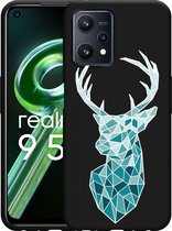 Realme 9 5G Hoesje Zwart Art Deco Deer - Designed by Cazy