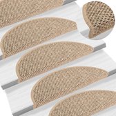 vidaXL - Trapmatten - zelfklevend - 15 - st - sisal-look - 56x17x3 - cm - donkerbeige