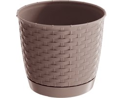 Prosperplast Ratolla kunststof plantenpot - rond - taupe - D14,5 cm - H12,5 cm - vorstbestendig