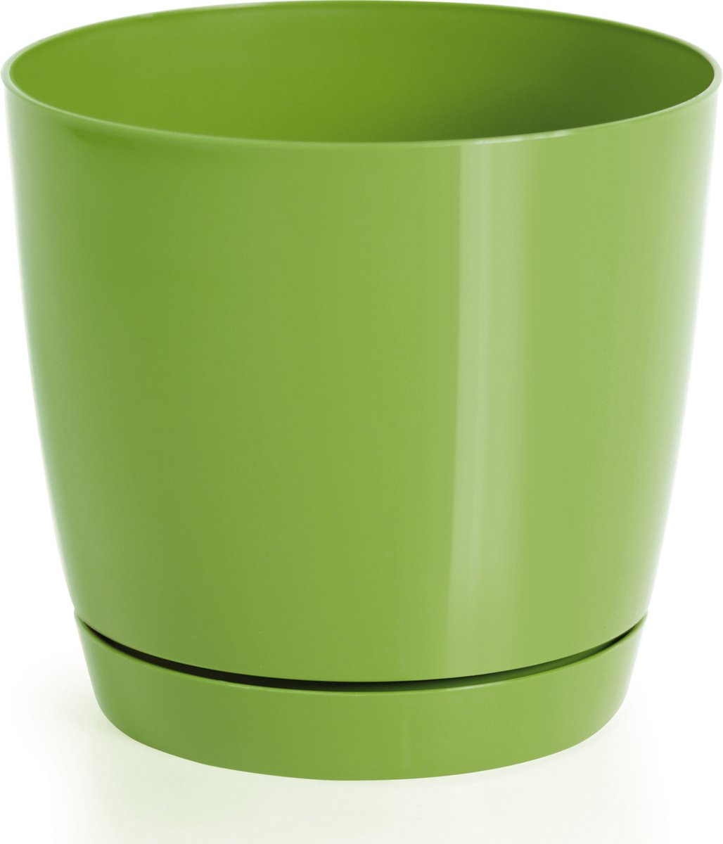 Prosperplast Plantenpot/bloempot met opvangschaal - kunststof - lime groen D18 x H17 cm - binnen/buiten