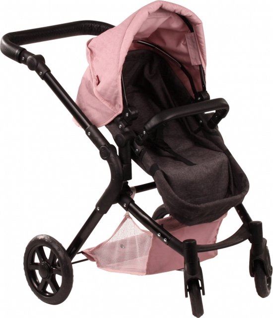 Poppenwagen Yolo, 2 In 1 Combipoppenwagen Voor Kinderen Van 4 Tot 8 Jaar Gemeleerd Antraciet Roze 2122492910