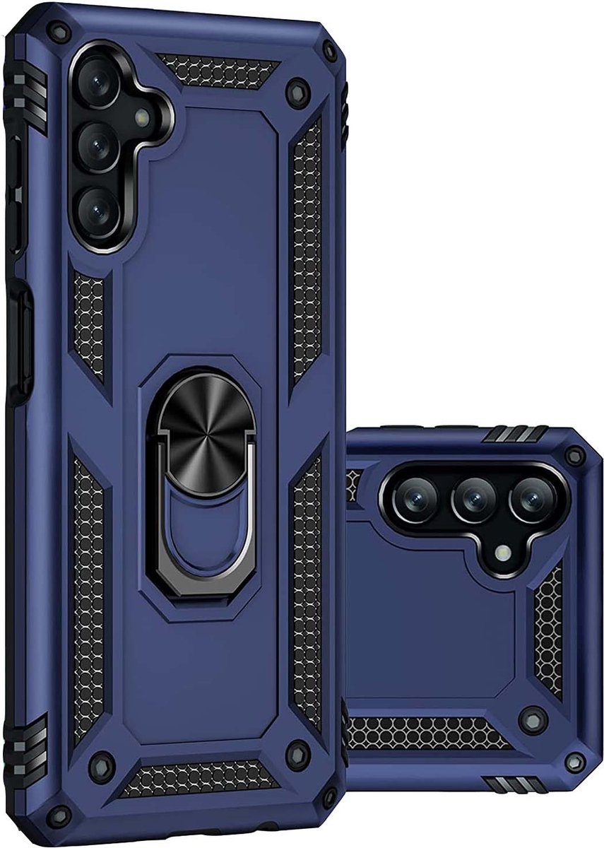 Hoesje Geschikt Voor Samsung Galaxy A13 4G Hoesje Armor Anti-shock Backcover Blauw - Galaxy A13 4G - A13 4G Backcover kickstand Ring houder cover TPU backcover oTronica