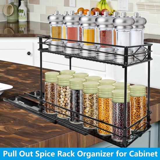 Organisateur d'étagère à épices coulissant, organisateur de porte d'armoire 2 niveaux,... bol