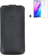 MoDo hoesje Geschikt voor Samsung Galaxy A52/ A52s/ A52s 5G - Leer Etui met Siliconen Back Cover – Geribbeld zwart met zwarte back cover