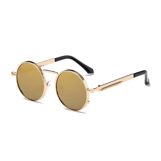 Freaky Glasses - Zonnebril rond - Festivalbril - Bril - Feest - Glasses - Heren - Dames - Unisex - Kunststof - goud van Freaky Glasses — afbeelding 3