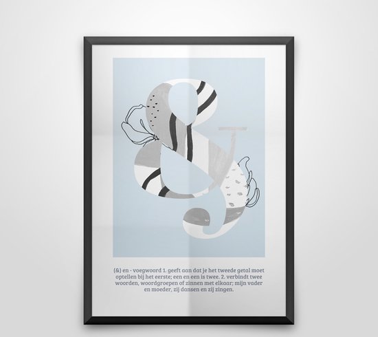 Artisan abstract & line art poster | En teken poster pastelblauw | wanddecoratie blauw Poster 20x30cm