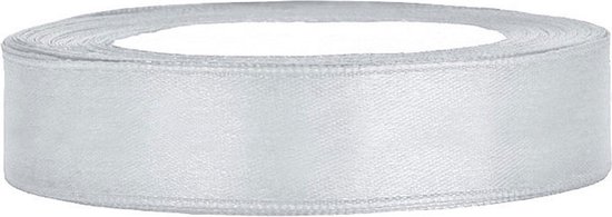 Ruban satiné argent 12mm / rouleau 25m