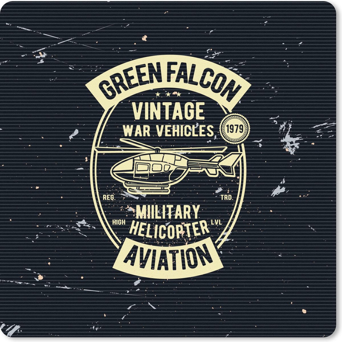 Muismat XXL 80x80 cm - Bureau onderlegger - Bureau mat Helikopter - Voertuig - Retro - Bureaumat - Gaming mousepad xl - Bureaulegger groot - Computer deskmat