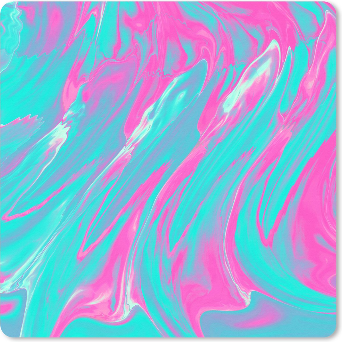 Muismat XXL 60x60 cm - Bureau onderlegger - Bureau mat Kunst - Roze - Blauw - Psychedelisch - Bureaumat - Gaming mousepad xl - Bureaulegger groot - Computer deskmat