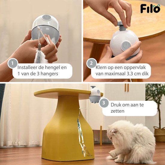 Elektrische Kattenbal Met LED-licht - Automatische 360 Graden Rollbal   Interactief Huisdierspeelgoed   Usb Oplaadbaar   Groen