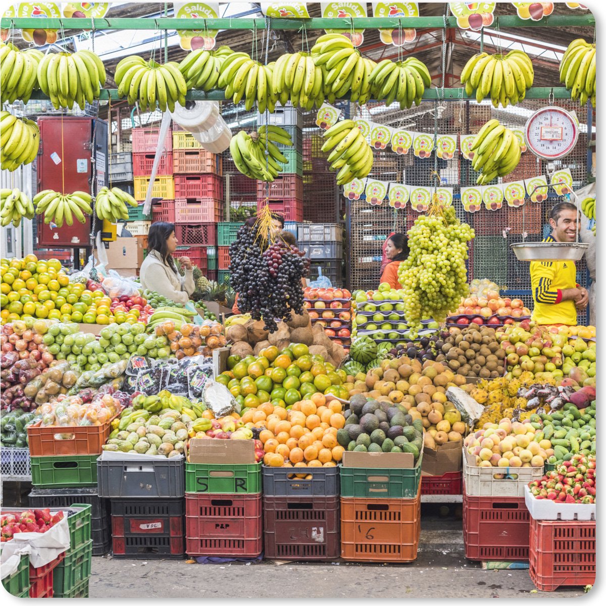 Muismat XXL 50x50 cm - Bureau onderlegger - Bureau mat Krat - Fruit - Groente - Markt - Bureaumat - Gaming mousepad xl - Bureaulegger groot - Computer deskmat