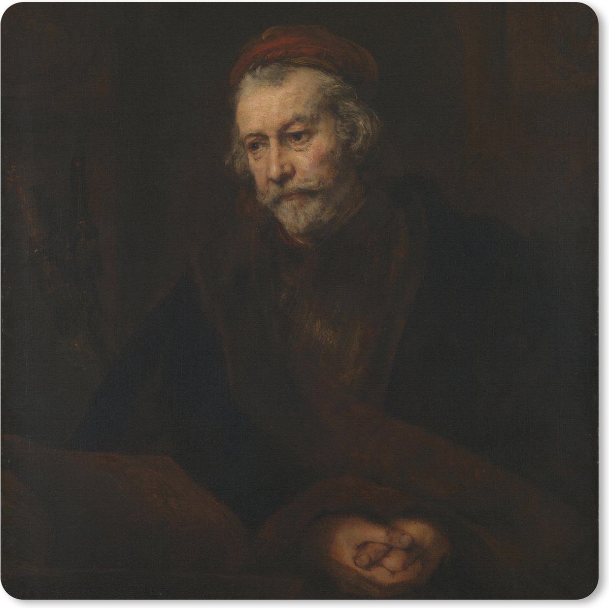 Muismat XXL 60x60 cm - Bureau onderlegger - Bureau mat De apostel Paulus - Schilderij van Rembrandt van Rijn - Bureaumat - Gaming mousepad xl - Bureaulegger groot - Computer deskmat