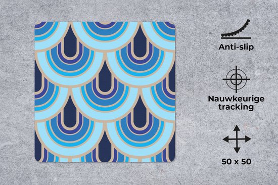 Muismat XXL 50x50 cm - Bureau onderlegger - Bureau mat Retro - Patronen - Art Nouveau - Bureaumat - Gaming mousepad xl - Bureaulegger groot - Computer deskmat