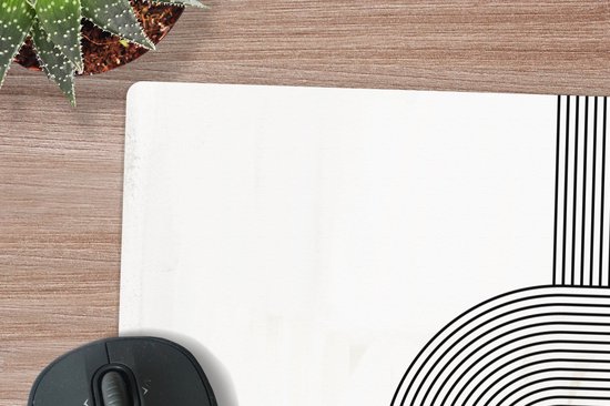 Tapis de souris XXL - Sous-main - Tapis de bureau - Art - Abstrait - Zwart - Wit - 60x60 cm - Tapis de souris XXL