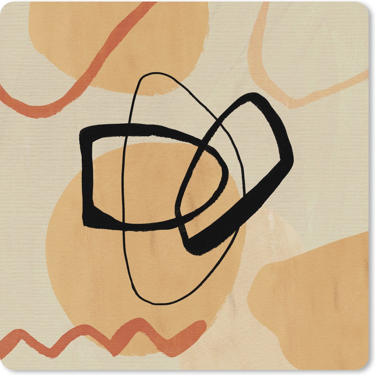 Muismat XXL 80x80 cm - Bureau onderlegger - Bureau mat Zwart - Bruin - Abstract - Bureaumat - Gaming mousepad xl - Bureaulegger groot - Computer deskmat