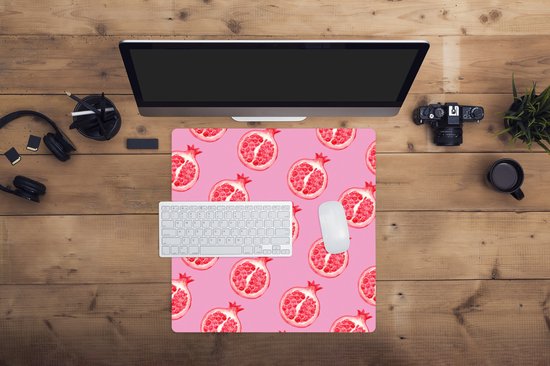 Muismat XXL 50x50 cm - Bureau onderlegger - Bureau mat Fruit - Roze - Sjablonen - Bureaumat - Gaming mousepad xl - Bureaulegger groot - Computer deskmat