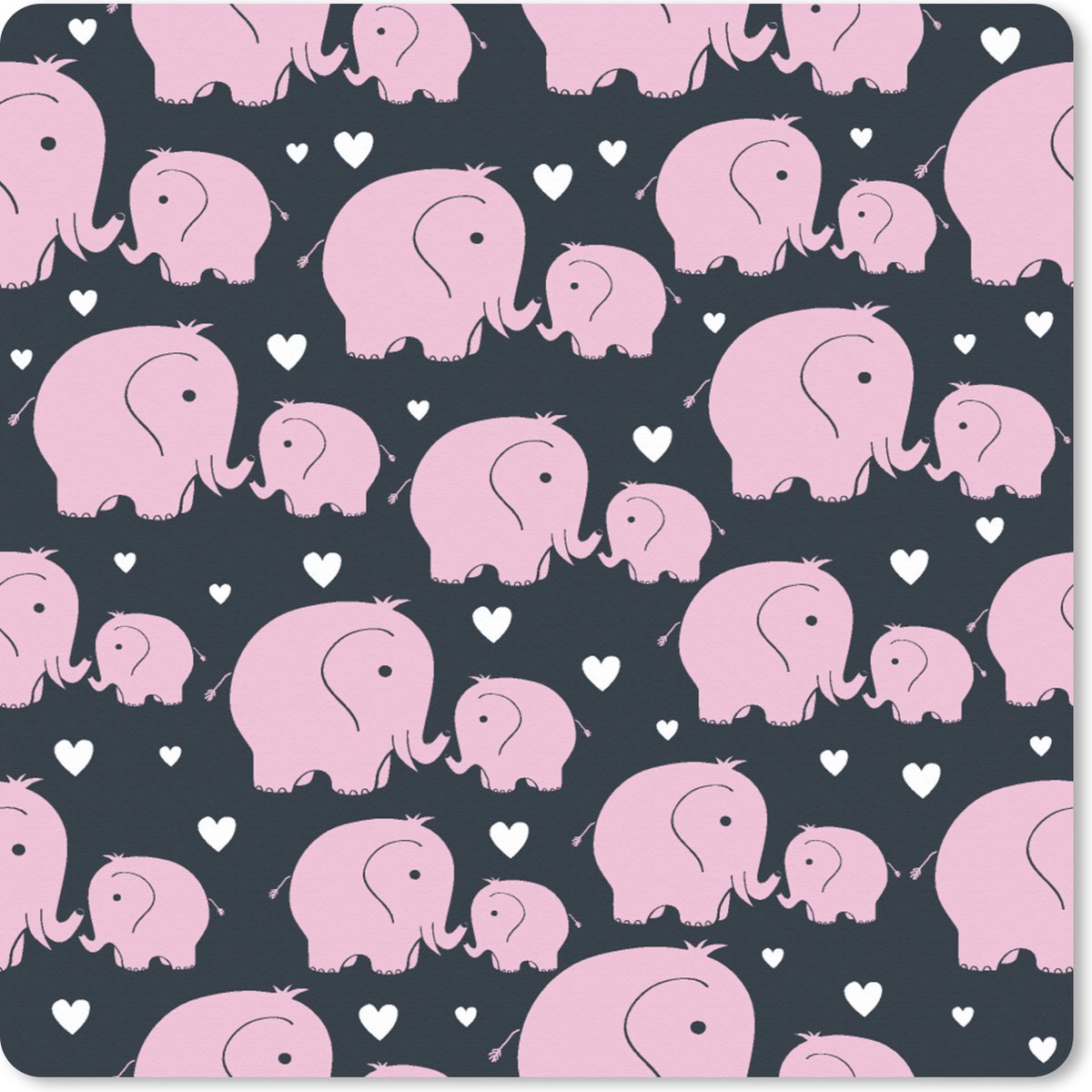 Muismat XXL 60x60 cm - Bureau onderlegger - Bureau mat Olifant - Hart - Patroon - Bureaumat - Gaming mousepad xl - Bureaulegger groot - Computer deskmat