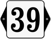 Huisnummerbord klassiek - huisnummer 39 - 16 x 12 cm - wit - schroeven  - nummerbord  - voordeur