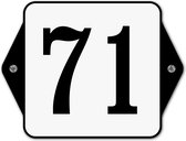 Huisnummerbord klassiek - huisnummer 71 - 16 x 12 cm - wit - schroeven  - nummerbord  - voordeur