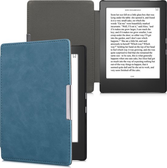 kwmobile e-reader hoesje geschikt voor Kobo Aura H2O Edition 1 hoes - E reader flip case met magnetische sluiting - Ereader cover in petrol van Merkloos — afbeelding 3